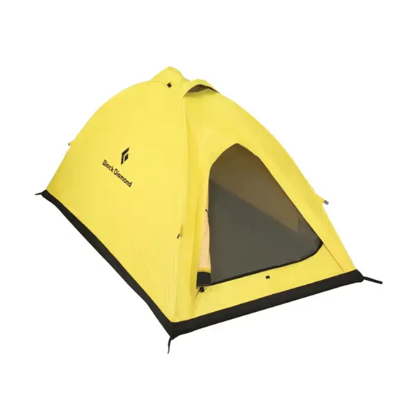 Black Diamond Eldorado lightweight single-wall yellow tent, ideal for solo climbers tackling Everest and other high peaks.